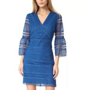 Shoshanna Blue lace shift dress with bell sleeves size 10